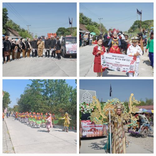 Pawai Budaya Warnai Peringatan HUT ke-77 di Desa Gedongarum Kec. Kanor Kab. Bojonegoro