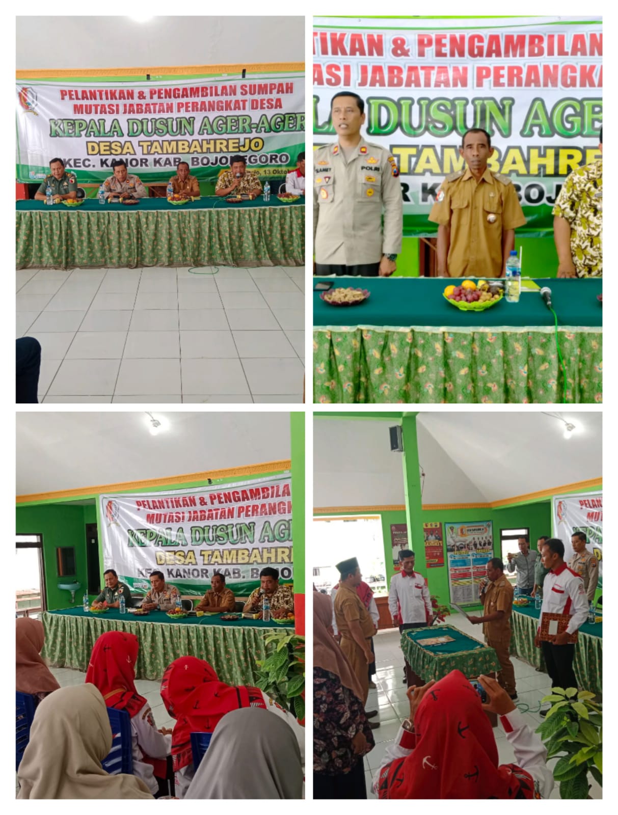 Pelantikan dan Pengambilan Sumpah Jabatan Kasun Ager-Ager Desa Tambahrejo Kecamatan Kanor