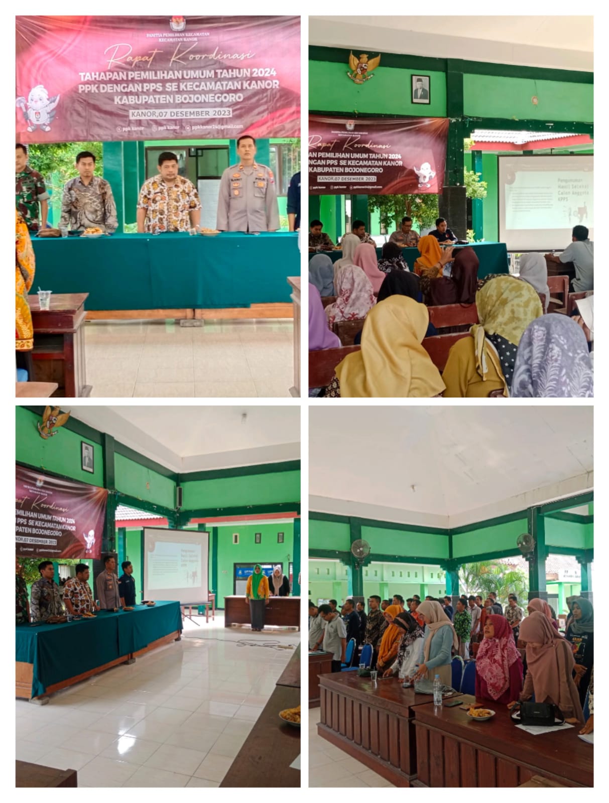 Rapat koordinasi Tahap pemilihan umum tahun 2024 PPK dan PPS se-kecamatan kanor kab. Bojonegoro